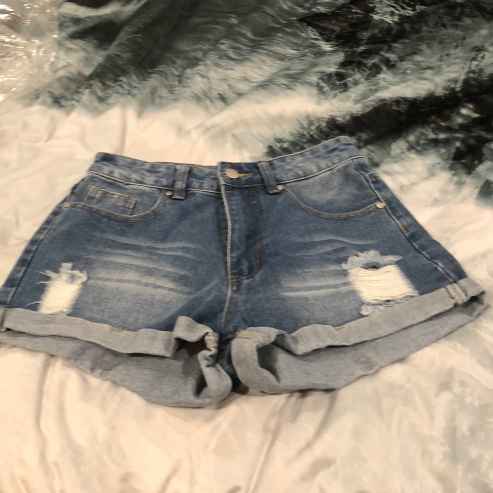 Shein denim distressed shorts. Size XS